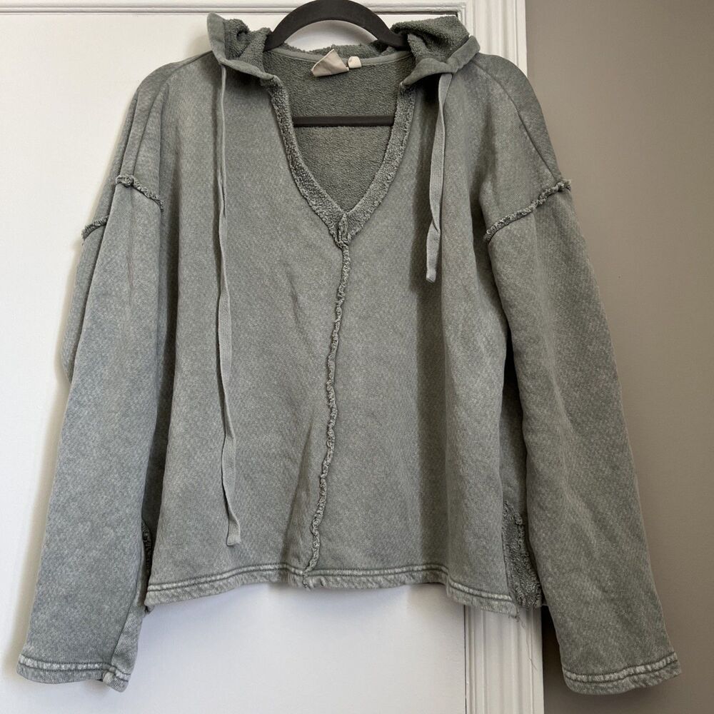 White Crow Size SX Women's Gray Turquoise Pullover Hoodie French Tarry